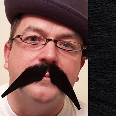 The BIG 'V' Moustache Colour 1b - Black - Human Hair - BMB