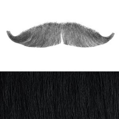 Bushy Moustache Colour 1 - Black - Human Hair - BMA