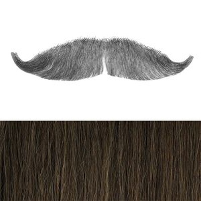 Bushy Moustache Colour 7 - Medium Brown Human Hair BMH