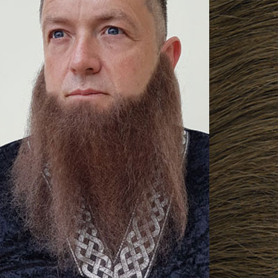 Long Full Beard Colour 8 - Medium Brown Human Hair BMI