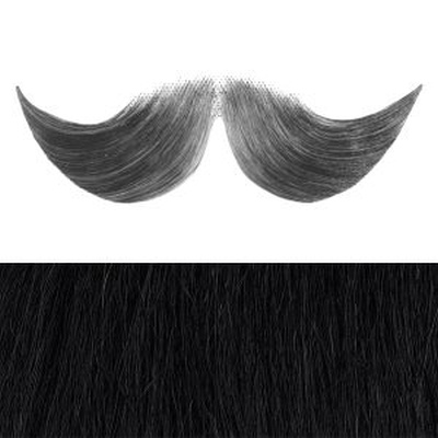 Handlebar Moustache Colour 1b - Black - Human Hair - BMB