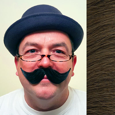Handlebar Moustache Colour 8 - Medium Brown Human Hair BMI