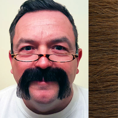 Jason King Moustache Colour 13 - Dark Auburn Human Hair BML