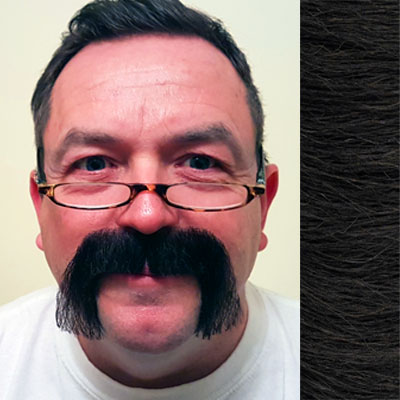 Jason King Moustache Colour 2 - Dark Brown Human Hair BMC