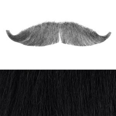 Bushy Moustache Colour 1b - Black - Human Hair - BMB