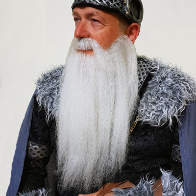 Long Santa Beard & Moustache Colour 60 Silver Grey - Synthetic Hair - BMW