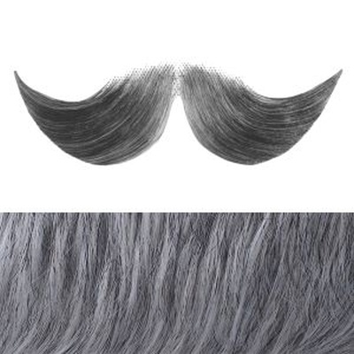 Handlebar Moustache Colour 1b80 - Black with 80% Grey BM1B80