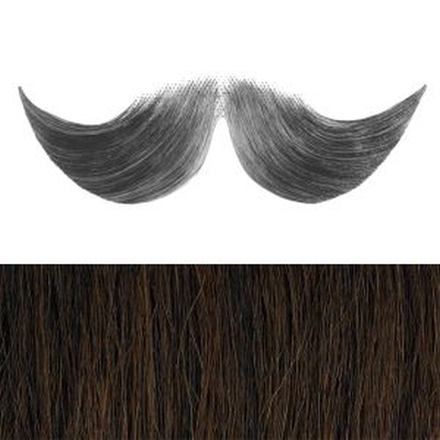 Handlebar Moustache Colour 5 - Brown - Human Hair - BMF