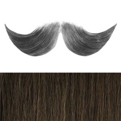 Handlebar Moustache Colour 7 - Medium Brown Human Hair BMH