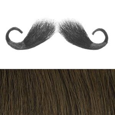 Moustache Style 'E' Colour 8 - Medium Brown Human Hair BMI