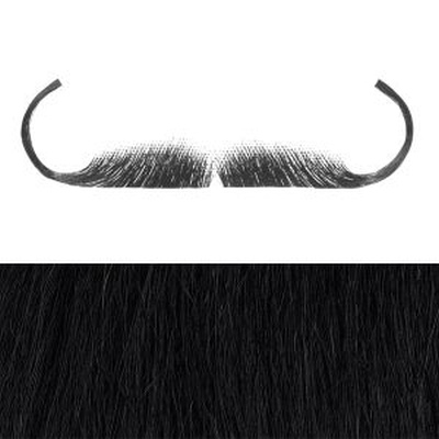Moustache Style 'J' Colour 1b - Black - Human Hair - BMB